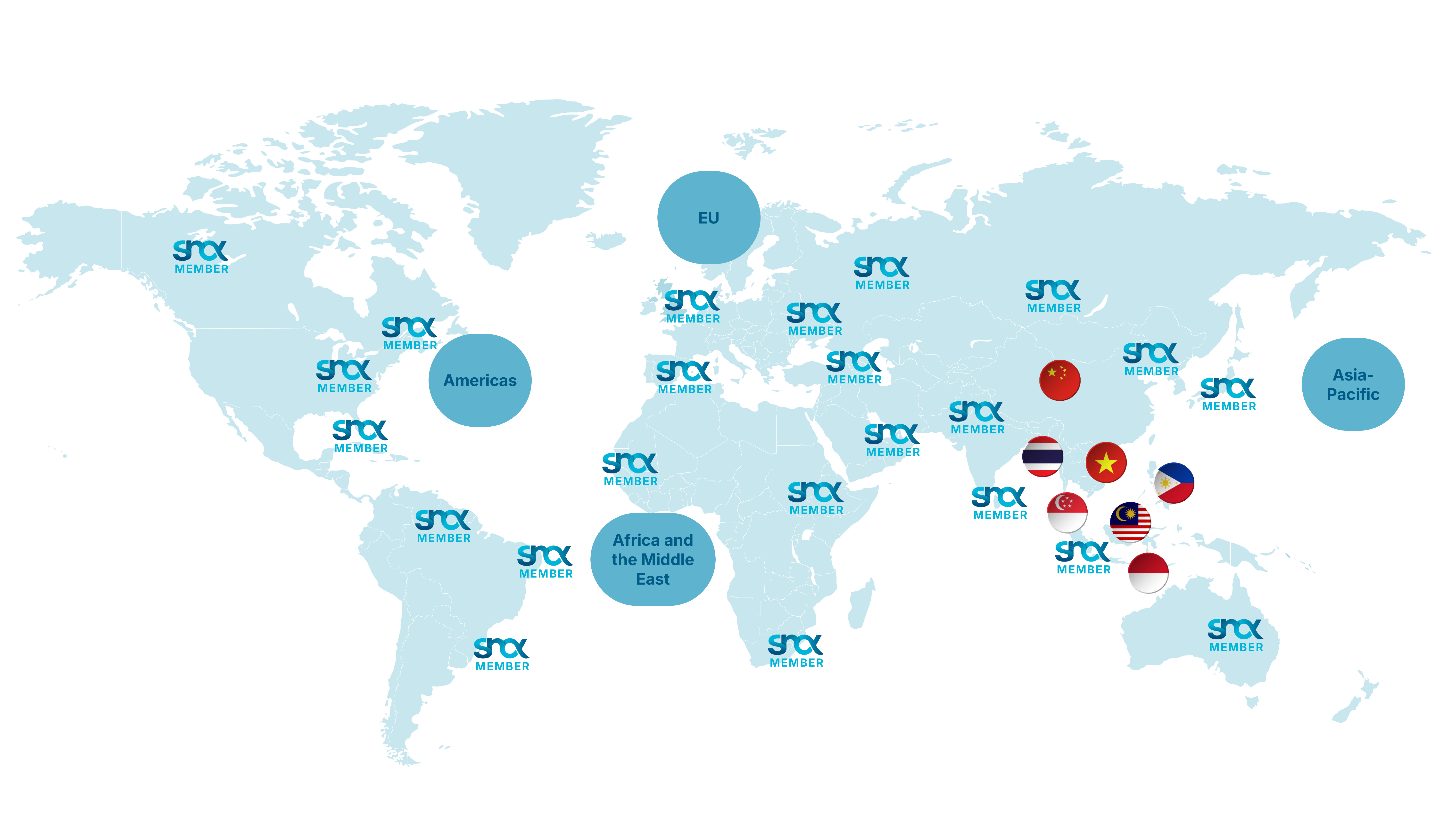 SNA Global Member Network — Members across Americas, EU, Asia-Pacific, Africa and the Middle East